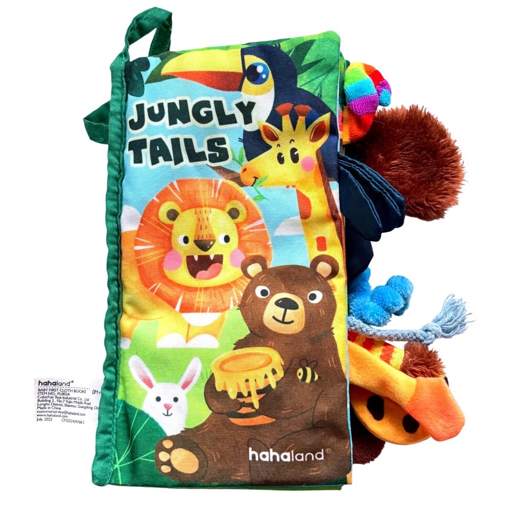 Hahaland Jungle Tails Baby Cloth Book Sensory Crinkle Animal Tails 0M+ 2022